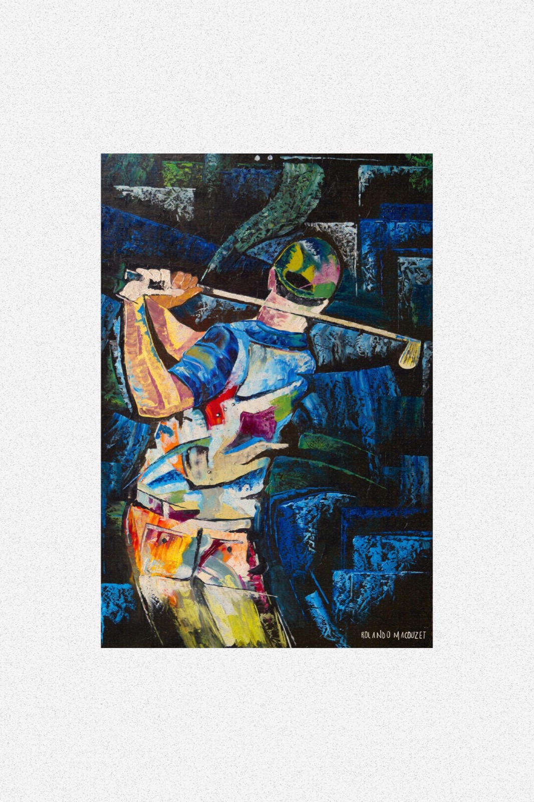 Pintura al óleo Golf Passion - Arte deportivo golf con espátula 55x75cm México